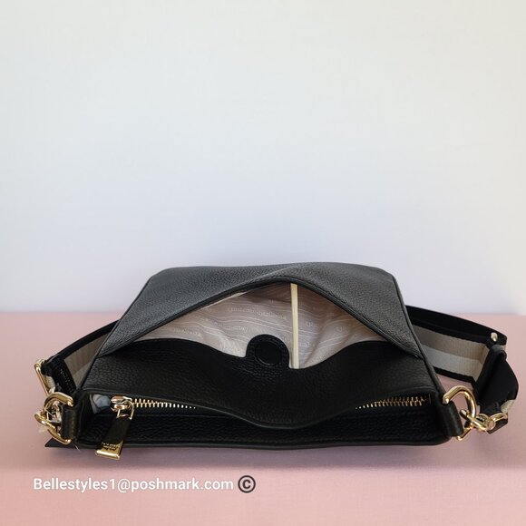 KATE SPADE Hudson Pebbled Leather Messenger Crossbody Bag- Black color🎈 - Picture 9 of 16